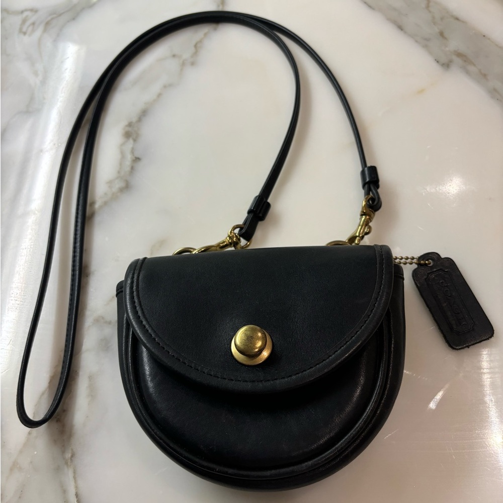 Vintage Coach #9826 Black Mini Belt Bag Shoulder Crossbody Bag
